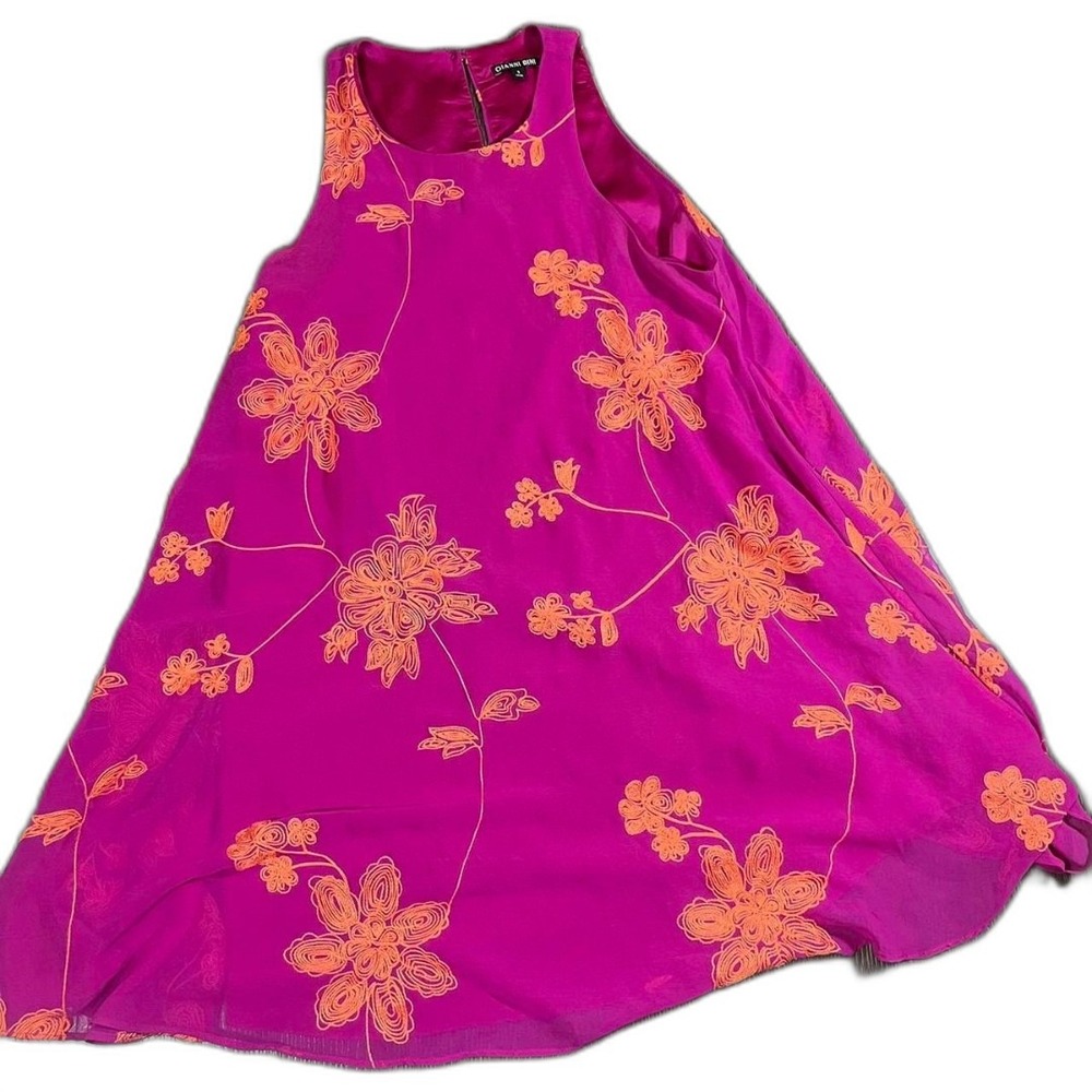 Gianni Bini Dress Womens Small Pink Orange Floral Sleeveless Casual Party‎